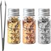 Hugfads Set Foglie d'oro, Argento e Oro Rosa Commestibili - 3 Bottiglie di Fogli Metallici per Decorazioni in Cucina, Casa, Pasticceria, Torte, Unghie e Creazioni Artigianali