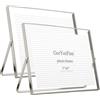 GorYeeFine Set di 2 cornici galleggianti argentate da 20 x 15 cm (orizzontale), per foto galleggianti da 17,8 x 12,7 cm, 15,2 x 15,2 cm o full size 20,3 x 15,2 cm, cornici per foto da tavolo 20 x 15 cm, elegante