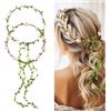 Andibro Ghirlanda di fiori a corona, 2 pezzi, ghirlanda di fiori con rose, realizzata a mano, in stile bohémien, per divertimento, per matrimoni, feste, festival, accessori per capelli (bianco + rosa)