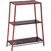 EcoPrice Scaffale in metallo con 3 ripiani, bicolore nero/rosso, dimensioni compatte