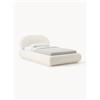 Westwing Collection Letto imbottito singolo in teddy Alba - Bianco