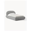 Westwing Collection Letto singolo imbottito in bouclé con contenitore Alba - Grigio