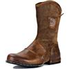 OSSTONE Chukka Stivali Cowboy Boots Maschio Mens motociclo Botas in Pelle Vitello Western retrò stile Uomo Stivali Piatto Caviglia Stivaletti Boots OS-5008-1-H1-Brown-9