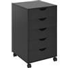 HOMCOM Cassettiera Ufficio con Ruote e 5 Cassetti Archivio Mobile, per Studio Salotto 40x40x67 cm Nero | Aosom Italy