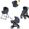 Inglesina - Trio Aptica 2025 Con Seggiolino Auto Darwin Recline, Resort blue Con Telaio Litio Black