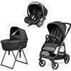 Peg Perego - Trio Veloce New Con Culla Belvedere + Primo Viaggio Lounge Modular R129, True Black