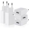 CYIOU 5 Pezzi 5W Caricatore USB 5V1A Presa USB C Adattatore per Telefoni Cellulari Auricolare e-Reader Tavoletta Ventilatore Portatile Powerbank (Bianco)