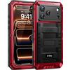 Lanhiem Cover per iPhone 17 Pro IP68 Impermeabile, Cover Metallo Antiurto Militare con Pellicola Protettiva, 360° Completa Protezione Subacquea Antipolvere Custodia per iPhone 17 Pro, Rosso