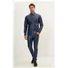 Fatto a mano Pantalone blu navy vera elegante casual ufficio pelle di agnello pantalone uo...