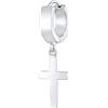 Kuzzoi Orecchini da uomo a cerchio con croce singola, 13 mm, rotondi, orecchini da uomo con croce, 1 pezzo orecchini a cerchio in argento Sterling 925 di alta qualità