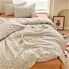 MOTNTD Set di biancheria da letto con copripiumino e federe, in cotone, stile shabby chic, verde, botanico francese, con motivo floreale fresco, traspirante, leggero