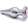 BONDAGERIE® Plug anale lungo affusolato, con diamante Rosa, Taglia L