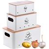 Relaxdays Set di 3 contenitori, Patate, cipolle, Aglio, Coperchio Contenitore, Alimenti da Cucina