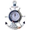 Wakauto, orologio da parete in legno marittimo, con ancora e stella, stile vintage, stile rustico, marino nautico, decorazione da parete con timone, camera da letto, decorazione da parete