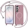 AOMYKE Magnetica Cover per Samsung Galaxy S26 con Cordino, [Compatibile con MagSafe] Custodia con Laccio Collana Tracolla Collo Liquido Silicone Antiurto TPU Antiurto Case - Rosa
