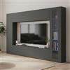 Dmora Parete Attrezzata Donatello 30x260x180h cm Nero Antracite 11 Ripiani 14 Vani, 4 Ante Made in Italy