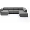 Atlantic Home Collection BULKY - Divano ad angolo retto, Récamière, in tessuto, grigio chiaro, 195 x 324 x 70 cm