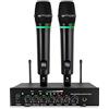 LiNKFOR Microfono Wireless UHF Ricaricabile Bluetooth 5.0 Doppio Microfono Portatile in Metallo, Ingresso/Uscita RCA, Uscita 6,35 mm Microfono Senza Fili per Macchina Karaoke, Mixer, Sound Bar