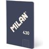 MILAN Quaderno A5 incollato, carta a quadretti, 48 fogli da 95 g/m², collezione 430 since 1918, blu