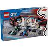 LEGO City Garage con Monoposto Mercedes-AMG e Alpine F1, Auto da Corsa Giocattolo con 2 Minifigure di Piloti e 4 Meccanici,Eta 7+