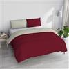 Italian Bed Linen Set Copripiumino 100% Cotone Natural Color, Made in Italy - Parure Copri Piumino - Sacco Piumone 250x200 cm con Doppia Patella e Federe Cuscino, Matrimoniale, Bordeaux/Panna