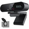 Smilodon Autofocus Webcam 1080P, Pro, con microfono aggiornato, copertura privacy, treppiede, per conferenze, live streaming, registrazione, compatibile con Skype/Teams/Zoom/YouTube