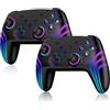 Riscvma 2pcs Controller per Switch/Switch 2/Lite/OLED/PC, Controller per Nintendo Switch con RGB 7 Colori Cambiabili/Vibrazione Duale/Giroscopio 6 Assi/Turbo, Ergonomico e Joystick, Nero