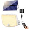nipify Faretti Solari a Led da Esterno, [Bianco Caldo/Cornice Bianca] Luce Solare Led Esterno con con Sensore di Movimento, IP65 Impermeabile Lampade Solari con Telecomando per Giardino