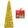 N&T NIETING Albero di Natale con supporto 150cm, albero di Natale pieghevole pop-up con paillettes per Natale, Halloween, feste, decorazione domestica(Gold)