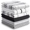 BOSKIMO Strofinacci Cucina Premium Cotone - Set 6 Panni Cucina in Microfibra e Spugna, Canovacci Assorbenti in Cotone, Panni Pulizia Grigio Argento