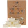 Danilovo Candele Decorative in Cera d'Api - Candele Naturali, Piccole Rotonde con Stoppini in Cotone - Durata: 4 Ore - Set di 24 Candele Cera D'api Naturale - Porta Candela in Plastica Riciclata - Danilovo