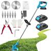 KUZUPRO Decespugliatore a Batteria 21V, KUZUPRO Tagliabordi a Batteria con 2 Batterie 2,0Ah, 2 Tipi di Lame Tagliaerba Elettrico, Maniglia a Scomparsa, Decespugliatore Per Taglio Di Giardini, Prati E Terreni