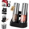 CIRCLE JOY Set Macina sale e pepe Ricaricabili con Base di Ricarica, 2 Velocità di Macinatura Variabili, Regolazione Esterna, Capacità 95ml e Luce LED Bianca, Argento