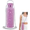 GIONAR Borraccia termica da 750 ml, in acciaio inox, con diamanti e catena, per rimanere idratati con stile, per campeggio, feste (rosa)