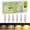GY Lampadina dimmerabile E14 LED Classe C, bianco caldo 3000 K, 4,9 W 806 lm, equivalente 60 W, LED C37 360 gradi, 220-240 V, luminosità regolabile, confezione da 6