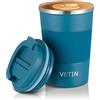 VETIN Termos Caffè 380 ml in Acciaio Inox 304, Tazza Termica Caffè a Doppia Parete Sottovuoto, Thermos Caffe da Viaggio con Coperchio Ermetico e Base Antiscivolo