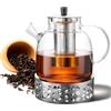 BORDEAG Teiera in vetro da 1500 ml con fornello, teiera in vetro con filtro rimovibile, set di teiera in vetro borosilicato, teiera in vetro, teiera per tè sfuso, bustine di tè, caraffa in vetro per tutti i