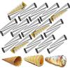 WishesMar 30Pz Cannoli Cono Set Acciaio Inox Cannoli Stampi per Croissant Shell Cream rol - Antiaderente Coni Baking Mold per Torte Pane Cream Horn Roll - Stampi da Forno a Forma di Tubi