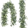 Tutamaz 2 pezzi, 180 cm, decorazione di eucalipto, foglie verdi, foglie verdi, decorazione con fiori bianchi, per matrimoni, feste, tavoli da pranzo, camino, scale, telaio della porta