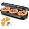FOHERE 1200 W Piastra per Waffle, 15 Cialde in 2 Minuti, Piastra per Waffle a Cuore con 3 Superfici di Cottura Antiaderenti per Cialde Classiche, Fioriera da Forno, in Acciaio Inox