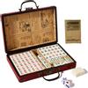 JETAINE Mini set Mahjong cinese, 144 pezzi Mahjong Piastrelle Gathering Table Games Set, Mah Jong Game kit con custodia in pelle, portatile Majong Game Set con 2 dadi per viaggi feste famiglia