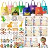 vamei 112Pcs Animali Gadget Compleanno Bambini Kit 8 Forme di Animali in Legno da Dipingere Portachiavi Animali Carte Animali Occhiali di Carta Tema Giungla Borse in Tela Tattoo Creativo per Bambini