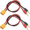 WOODGUILIN XT90 - Adattatore Spina a Banana da 4 mm, connettore XT90, Cavo di Ricarica con Cavo da 30 cm, 12 AWG per elicotteri RC, Quad-rotore Aereo (2 Confezioni XT90)