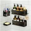 YESENT Mensola Doccia Porta Sapone per Doccia, 5 Pezzi Mensola Doccia senza Foratura,portaspazzolino， Portasapone Doccia Mensole Bagno con 1 ganci Removibili - Nero