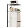 Taotigzu Mensola Mini Frigo Regolabile in Altezza, Mensola di Stoccaggio in Metallo Sopra il Frigo e Supporto per Microonde per Camera da Letto, Cucina, Ufficio (Nero)