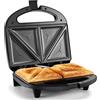 YASHE Sandwich maker per 2 panini, tostapane 750 W, con rivestimento antiaderente, riscaldamento rapido, controllo automatico della temperatura, manico termico, compatto, nero