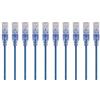 Monoprice Cavo patch Ethernet Cat6A UTP, 30 AWG, 10 G, in puro rame nudo, antigroviglio, RJ45, serie SlimRun, 15,2 cm, blu, confezione da 10