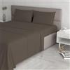 Italian Bed Linen Set Lenzuola Letto Matrimoniale Cotone Max Color, Lavorato in Italia - Completo Letto, Lenzuolo sotto con Angoli, Telo sopra 240x300 cm e 2 Federe con Patella Interna, Marrone