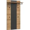 xonox.home - Pannello Canu 141 x 80 x 29 cm, in grigio basalto e Artisan Nb. - Pannello da parete da parete, appendiabiti, pannello da corridoio, moderno e salvaspazio
