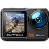Surfola Action Cam 4K 60FPS, SF630 Subacquea 40M in Metallo Nudo Impermeabile 10M, Wifi, Telecamera Per Casco EIS, Videocamera a Doppio Schermo con Microfono Esterno, 2 Batterie Da 1350mAh
